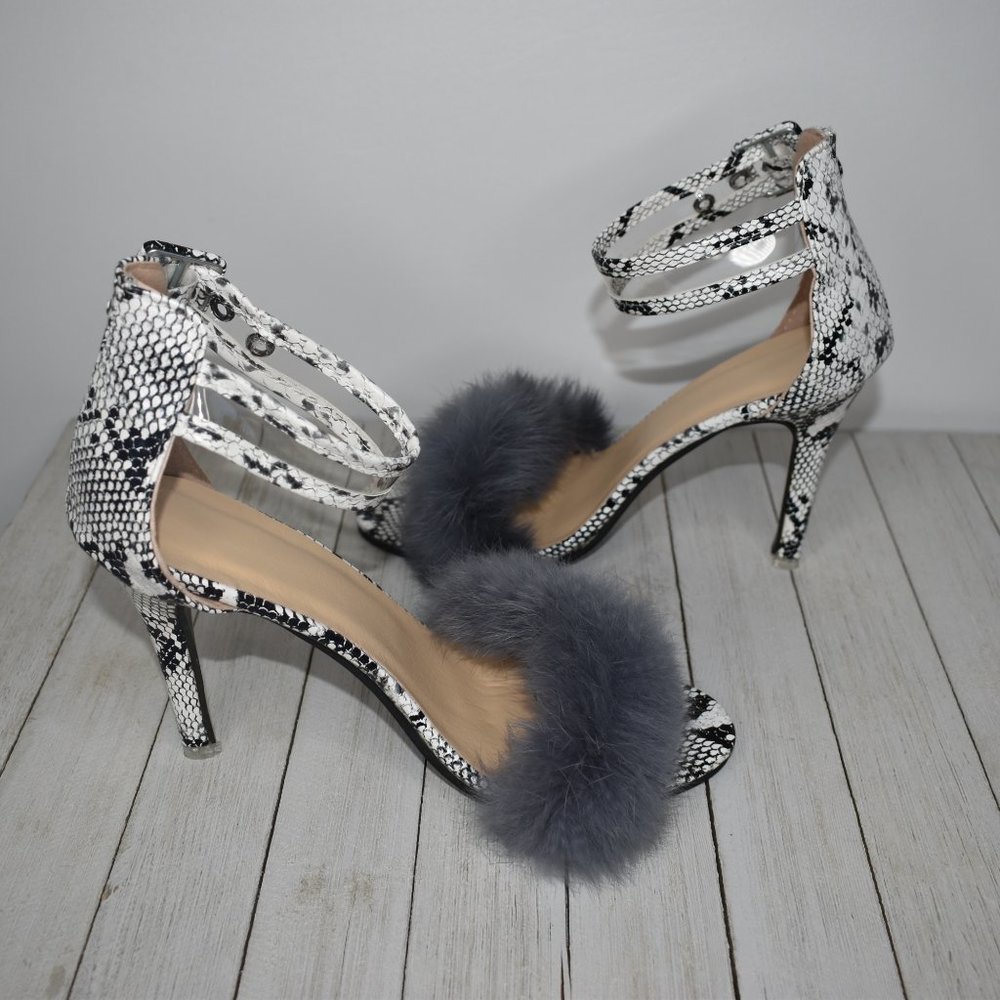 Vero Cuoio Women's Italian Snakeskin Fluffy Heels